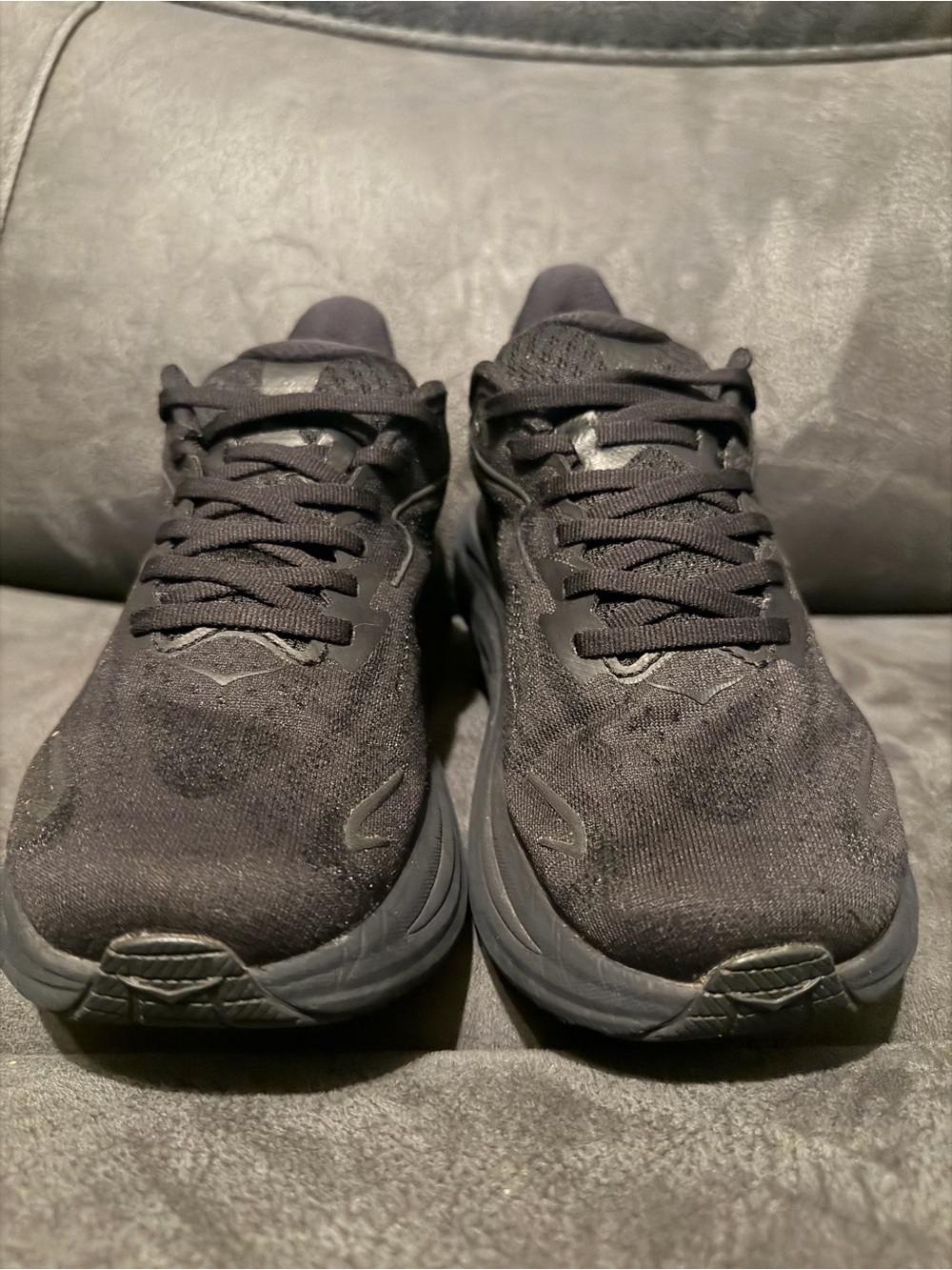 HOKA Clifton 10 Women's All-Black Cushioned Athletic Shoe - Picture 2 of 8